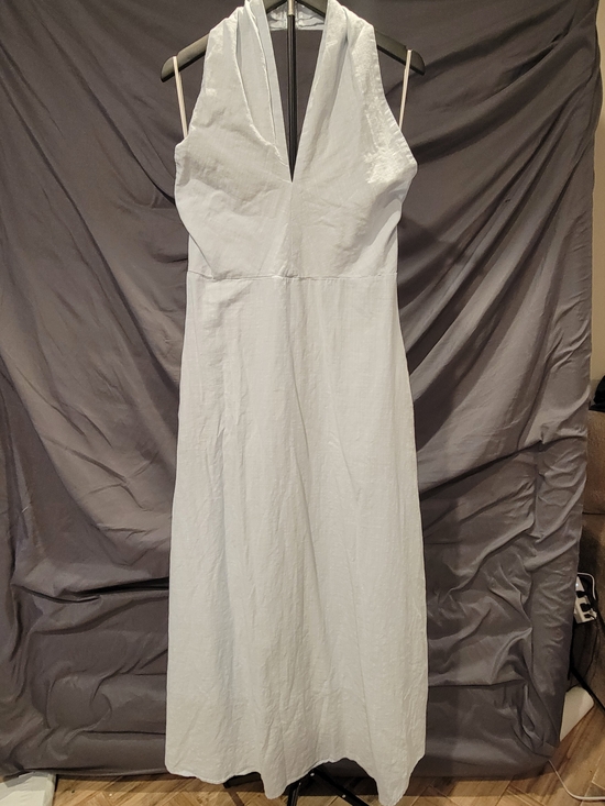 Petal & Pup Dresses & Skirts - Petal & Pup - Light Blue Deep V Maxi Dress - Linen - Size XL